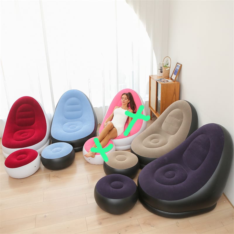Inflatable Sofa Seat With Foot Stool and Manual Pump
