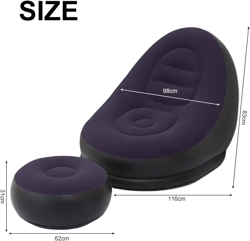 Inflatable Sofa Seat With Foot Stool and Manual Pump