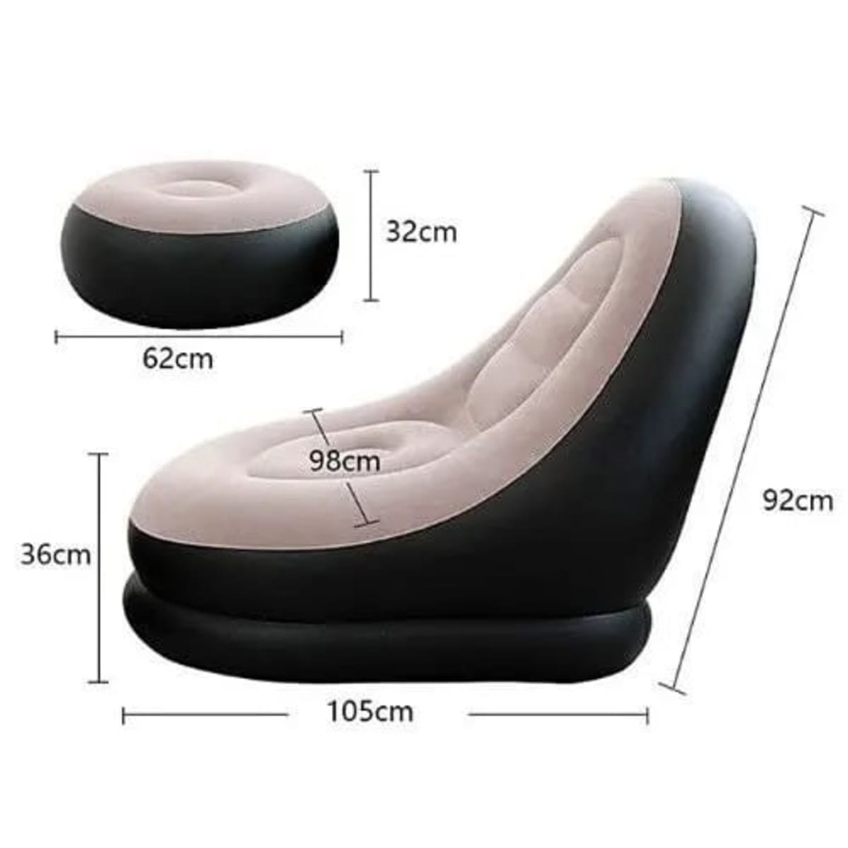 Inflatable Sofa Seat With Foot Stool and Manual Pump
